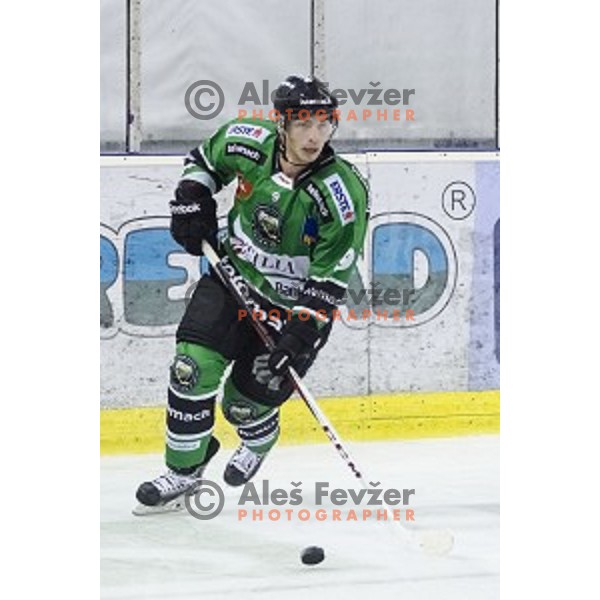 Hunter Bishop in action during ice hockey match of 5th round of EBEL League in Season 2014/15 between HDD Telemach Olimpija and EC VSV, played in Tivoli Hall, Ljubljana, Slovenia, on September 26, 2014
