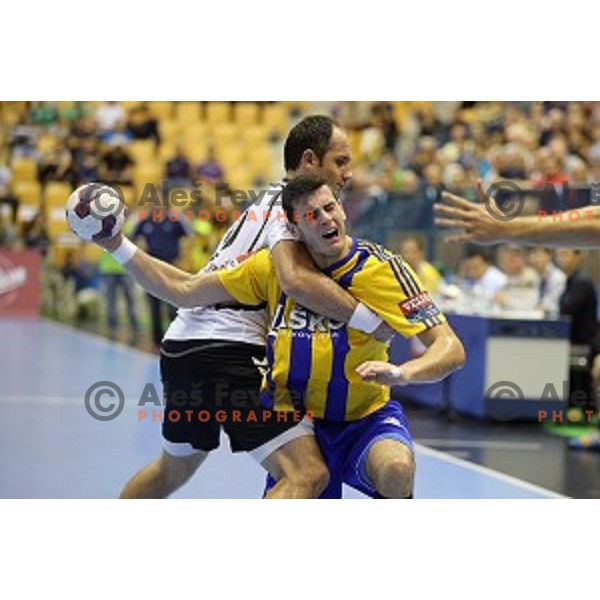 in action during handball match Celje Pivovarna Lasko-Vardar in EHF Men\'s Champions League, played in Zlatorog Hall, Celje, Slovenia on September 27,,2014