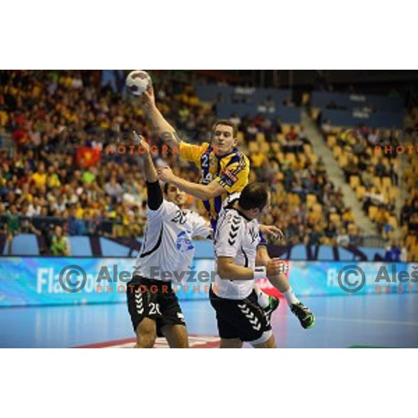 in action during handball match Celje Pivovarna Lasko-Vardar in EHF Men\'s Champions League, played in Zlatorog Hall, Celje, Slovenia on September 27,,2014