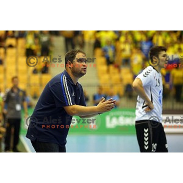 in action during handball match Celje Pivovarna Lasko-Vardar in EHF Men\'s Champions League, played in Zlatorog Hall, Celje, Slovenia on September 27,,2014