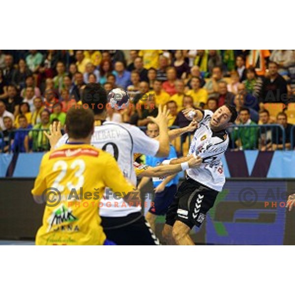 in action during handball match Celje Pivovarna Lasko-Vardar in EHF Men\'s Champions League, played in Zlatorog Hall, Celje, Slovenia on September 27,,2014