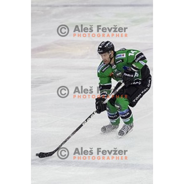 Matej Hocevar in action during ice hockey match of 6th round of EBEL League in Season 2014/15 between HDD Telemach Olimpija and HC TWK Innsbruck, played in Tivoli Hall, Ljubljana, Slovenia, on September 28, 2014