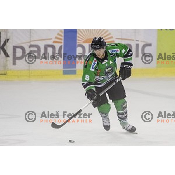 Marvin Degon in action during ice hockey match of 6th round of EBEL League in Season 2014/15 between HDD Telemach Olimpija and HC TWK Innsbruck, played in Tivoli Hall, Ljubljana, Slovenia, on September 28, 2014