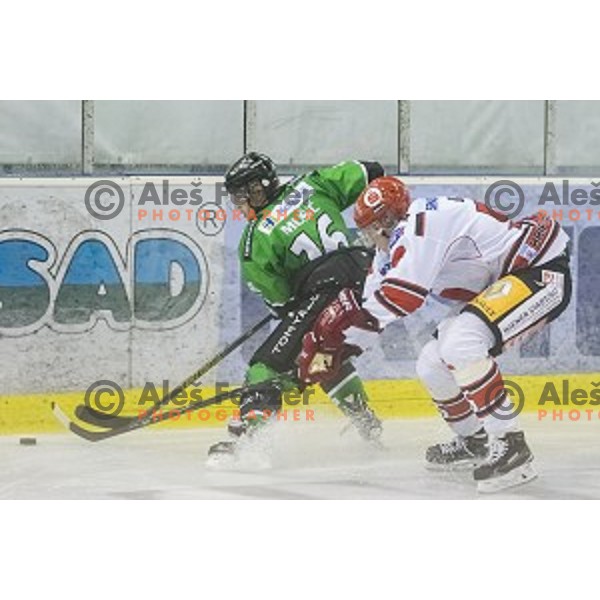 Ales Music in action during ice hockey match of 6th round of EBEL League in Season 2014/15 between HDD Telemach Olimpija and HC TWK Innsbruck, played in Tivoli Hall, Ljubljana, Slovenia, on September 28, 2014