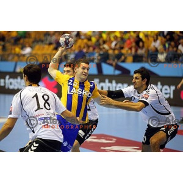 in action during handball match Celje Pivovarna Lasko-Vardar in EHF Men\'s Champions League, played in Zlatorog Hall, Celje, Slovenia on September 27,,2014