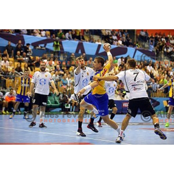 in action during handball match Celje Pivovarna Lasko-Vardar in EHF Men\'s Champions League, played in Zlatorog Hall, Celje, Slovenia on September 27,,2014