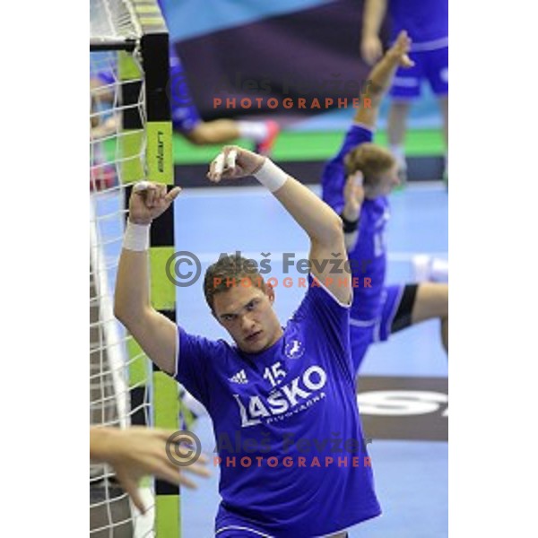 in action during handball match Celje Pivovarna Lasko-Vardar in EHF Men\'s Champions League, played in Zlatorog Hall, Celje, Slovenia on September 27,,2014