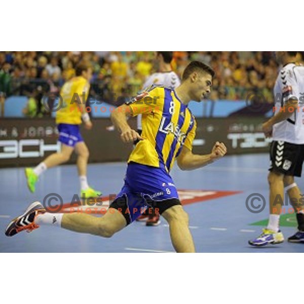 in action during handball match Celje Pivovarna Lasko-Vardar in EHF Men\'s Champions League, played in Zlatorog Hall, Celje, Slovenia on September 27,,2014