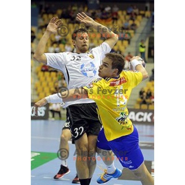 in action during handball match Celje Pivovarna Lasko-Vardar in EHF Men\'s Champions League, played in Zlatorog Hall, Celje, Slovenia on September 27,,2014