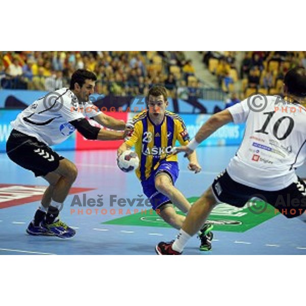 in action during handball match Celje Pivovarna Lasko-Vardar in EHF Men\'s Champions League, played in Zlatorog Hall, Celje, Slovenia on September 27,,2014