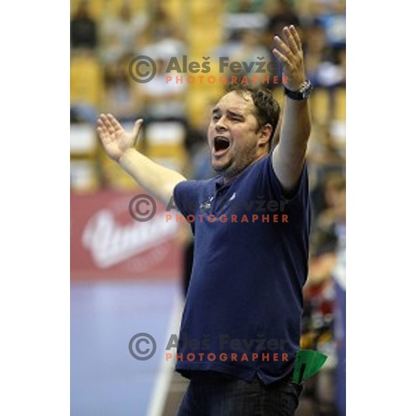 in action during handball match Celje Pivovarna Lasko-Vardar in EHF Men\'s Champions League, played in Zlatorog Hall, Celje, Slovenia on September 27,,2014