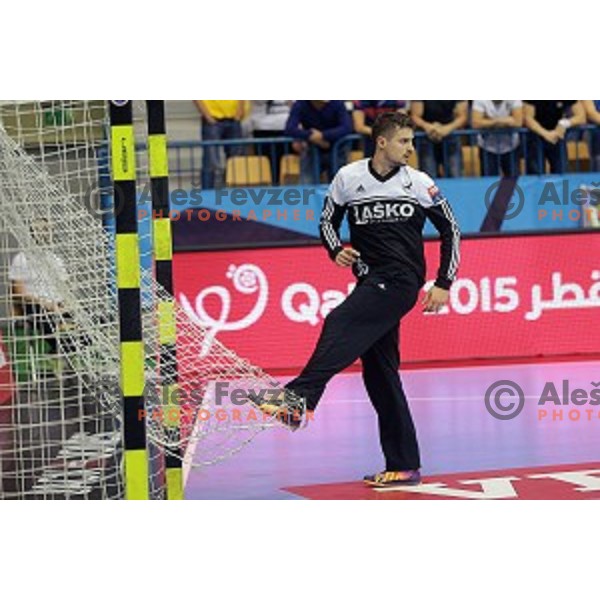 in action during handball match Celje Pivovarna Lasko-Vardar in EHF Men\'s Champions League, played in Zlatorog Hall, Celje, Slovenia on September 27,,2014