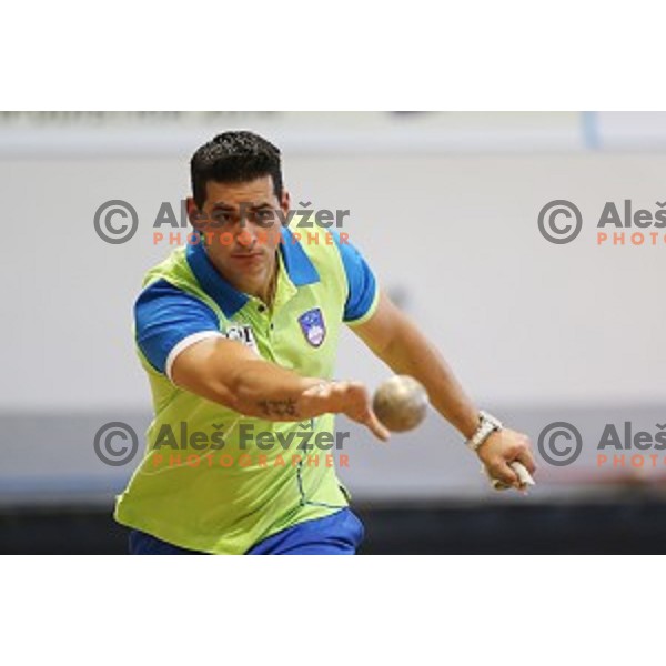 Dejan Tonejc of Slovenia in action during 11th European Championships in bowles, Koper, Slovenia on October 2, 2014