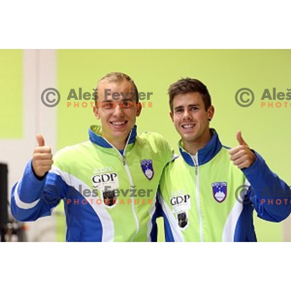 Anze Petric and Ales Borcnik of Slovenia at 11th European Championships in bowles, Koper, Slovenia on October 2, 2014
