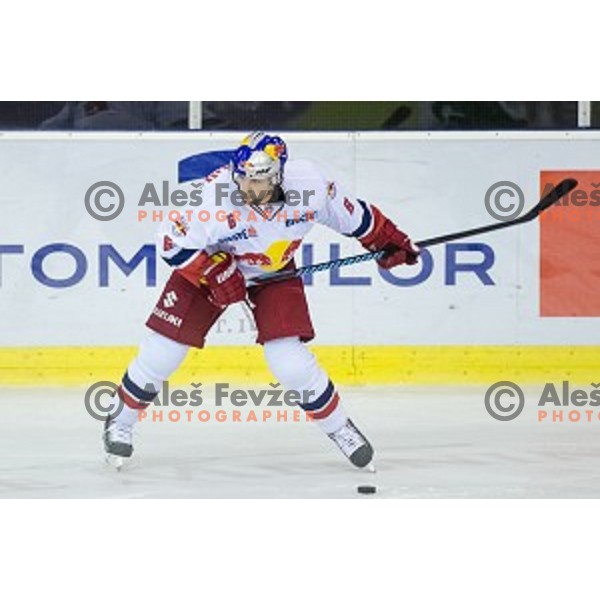 Alexander Pallestrang of Salzburg in action during ice hockey match of 10th round of EBEL League in Season 2014/15 between HDD Telemach Olimpija and EC Red Bull Salzburg, played in Tivoli Hall, Ljubljana, Slovenia, on October 12, 2014