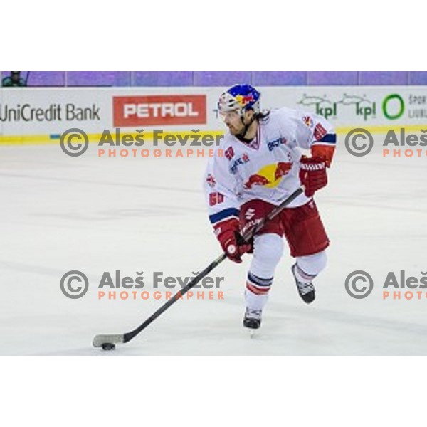 Troy Milam of Salzburg in action during ice hockey match of 10th round of EBEL League in Season 2014/15 between HDD Telemach Olimpija and EC Red Bull Salzburg, played in Tivoli Hall, Ljubljana, Slovenia, on October 12, 2014