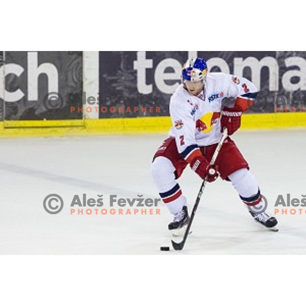 Brian Fahey of Salzburg in action during ice hockey match of 10th round of EBEL League in Season 2014/15 between HDD Telemach Olimpija and EC Red Bull Salzburg, played in Tivoli Hall, Ljubljana, Slovenia, on October 12, 2014
