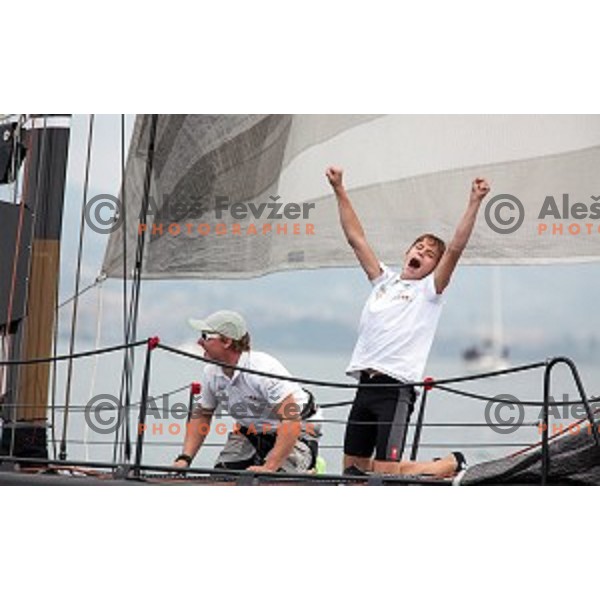 Esimit Europa 2, winning yacht at Barcolana, sailing regatta, Trieste, Italy on October 12, 2014