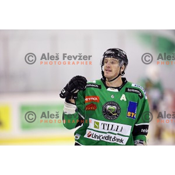 of Telemach Olimpija in action during round 11 of EBEL League Season 2014/15 between HDD Telemach Olimpija and Black Wings Linz, played in Tivoli Hall, Ljubljana, Slovenia on October 14, 2014