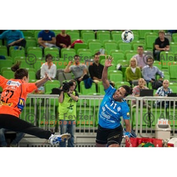 Amelie Guodjo in action during handball match Krim Ljubljana - Hypo Niederosterreich, EHF Womens champions league, Stozice, Ljubljana, 17.10.2014