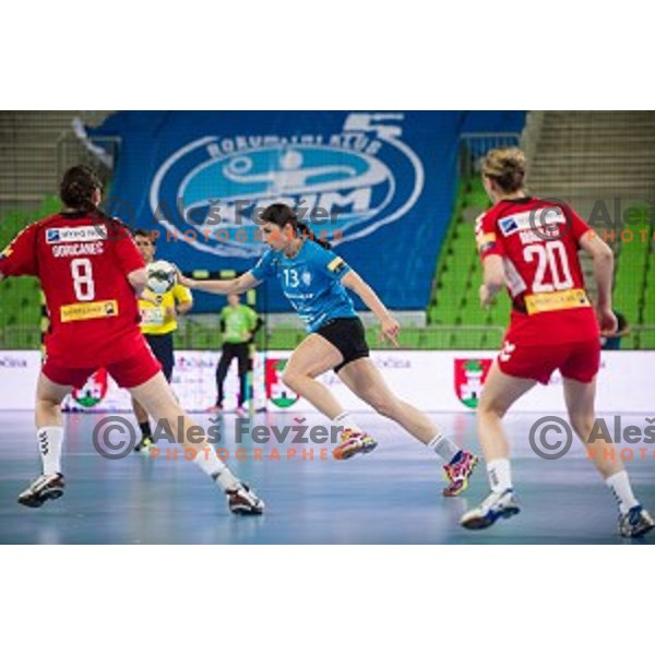 Mirjeta Bajramovska in action during handball match Krim Ljubljana - Hypo Niederosterreich, EHF Womens champions league, Stozice, Ljubljana, 17.10.2014