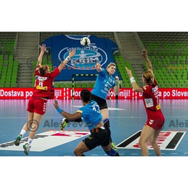 Marina Lambevska in action during handball match Krim Ljubljana - Hypo Niederosterreich, EHF Womens champions league, Stozice, Ljubljana, 17.10.2014