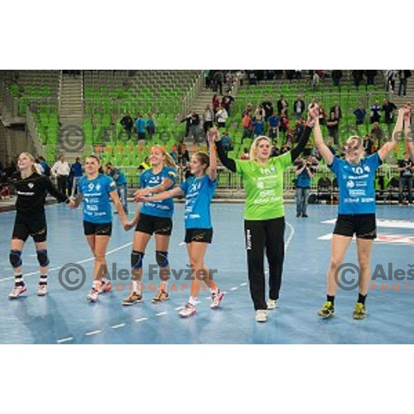 Krim players in action during handball match Krim Ljubljana - Hypo Niederosterreich, EHF Womens champions league, Stozice, Ljubljana, 17.10.2014