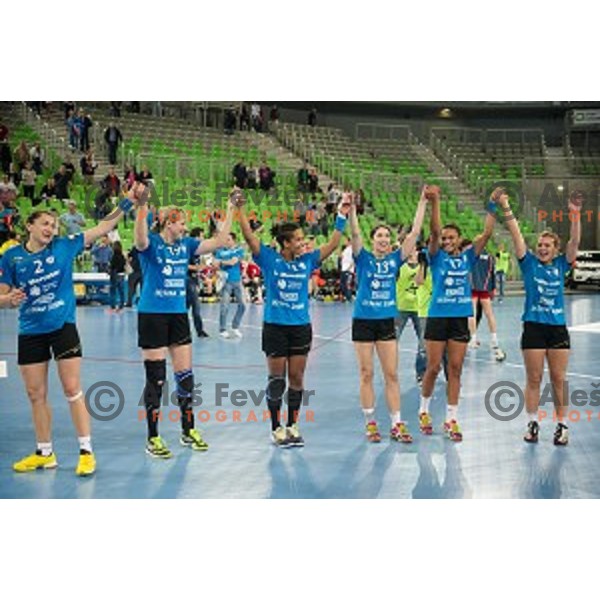 Krim players in action during handball match Krim Ljubljana - Hypo Niederosterreich, EHF Womens champions league, Stozice, Ljubljana, 17.10.2014