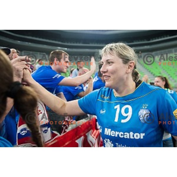 Marina Lambevska in action during handball match Krim Ljubljana - Hypo Niederosterreich, EHF Womens champions league, Stozice, Ljubljana, 17.10.2014