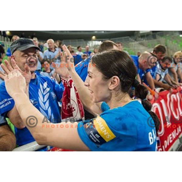 Mirjeta Bajramoska in action during handball match Krim Ljubljana - Hypo Niederosterreich, EHF Womens champions league, Stozice, Ljubljana, 17.10.2014