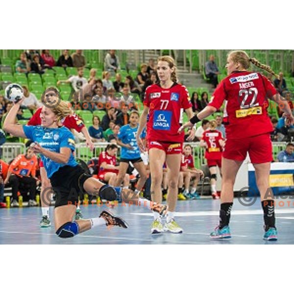 Sanja Gregorc in action during handball match Krim Ljubljana - Hypo Niederosterreich, EHF Womens champions league, Stozice, Ljubljana, 17.10.2014