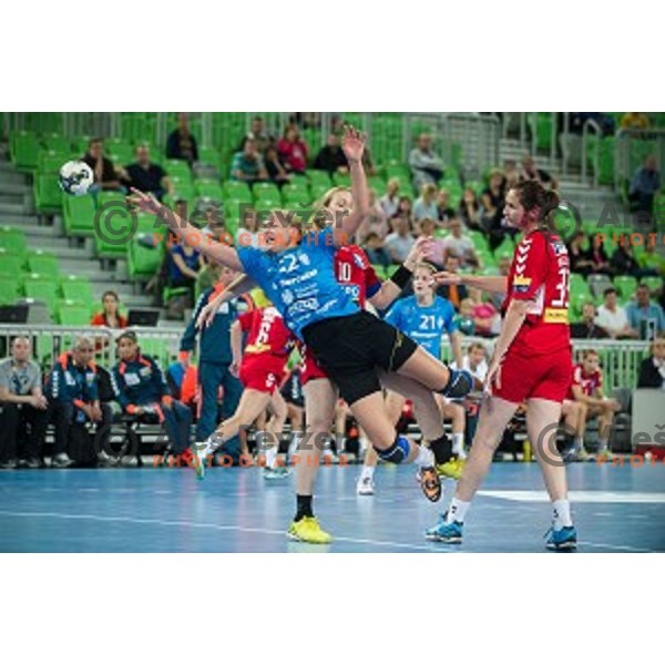 Sanja Gregorc in action during handball match Krim Ljubljana - Hypo Niederosterreich, EHF Womens champions league, Stozice, Ljubljana, 17.10.2014