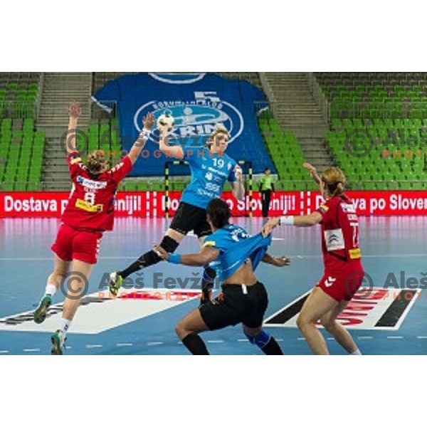 Marina Lambevska in action during handball match Krim Ljubljana - Hypo Niederosterreich, EHF Womens champions league, Stozice, Ljubljana, 17.10.2014