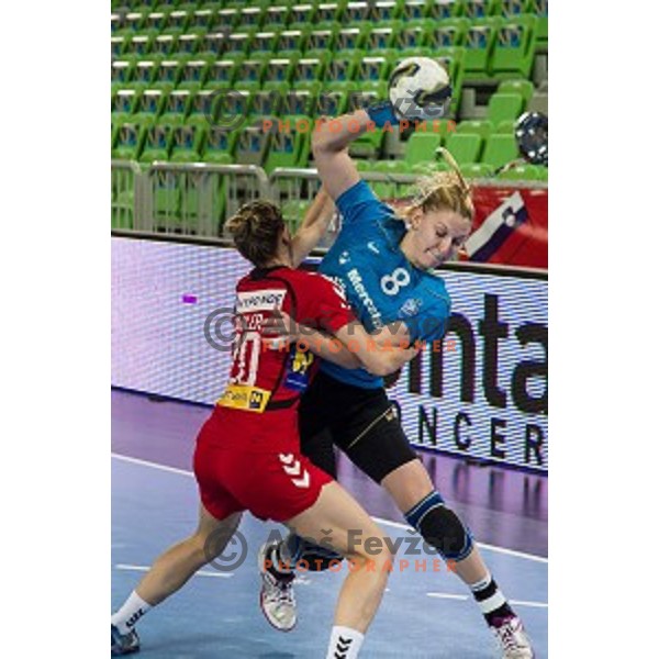 Tamara Mavsar in action during handball match Krim Ljubljana - Hypo Niederosterreich, EHF Womens champions league, Stozice, Ljubljana, 17.10.2014