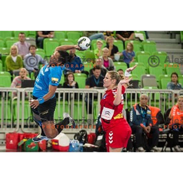 Amelie Goudjo in action during handball match Krim Ljubljana - Hypo Niederosterreich, EHF Womens champions league, Stozice, Ljubljana, 17.10.2014