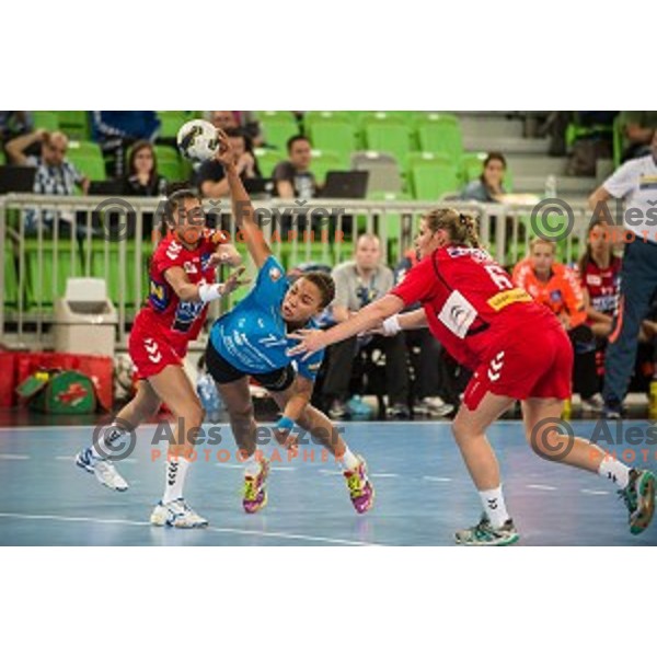 Elizabeth Omoregie in action during handball match Krim Ljubljana - Hypo Niederosterreich, EHF Womens champions league, Stozice, Ljubljana, 17.10.2014