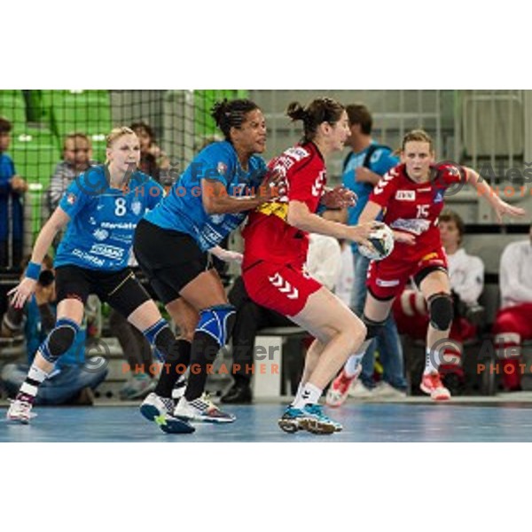 Amelie Goudjo in action during handball match Krim Ljubljana - Hypo Niederosterreich, EHF Womens champions league, Stozice, Ljubljana, 17.10.2014