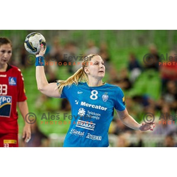 Tamara Mavsar in action during handball match Krim Ljubljana - Hypo Niederosterreich, EHF Womens champions league, Stozice, Ljubljana, 17.10.2014