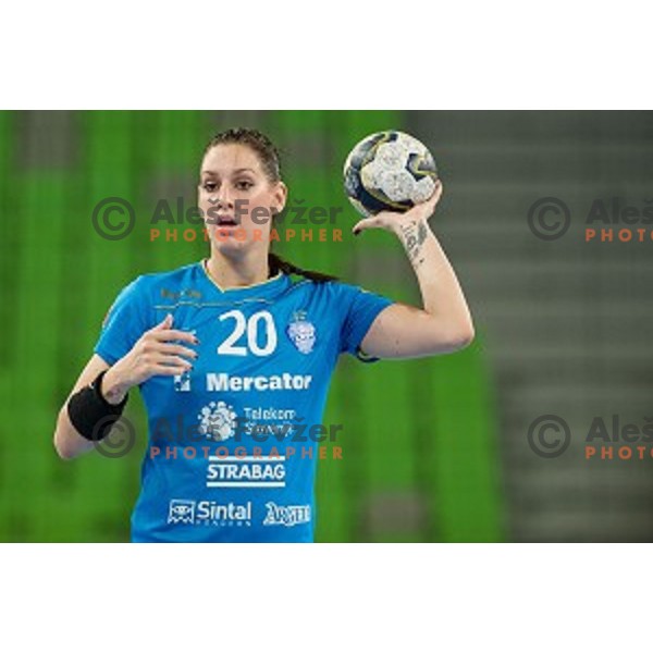 Alja Koren in action during handball match Krim Ljubljana - Hypo Niederosterreich, EHF Womens champions league, Stozice, Ljubljana, 17.10.2014