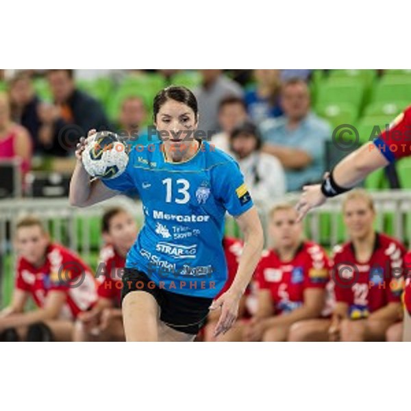 Mirjeta Bajramoska in action during handball match Krim Ljubljana - Hypo Niederosterreich, EHF Womens champions league, Stozice, Ljubljana, 17.10.2014