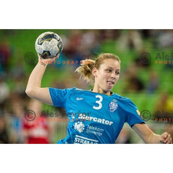 Manca Juric in action during handball match Krim Ljubljana - Hypo Niederosterreich, EHF Womens champions league, Stozice, Ljubljana, 17.10.2014