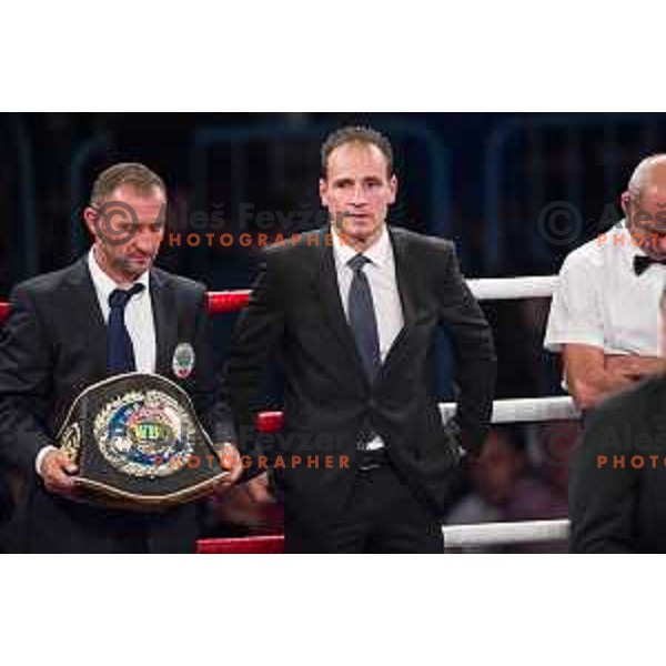 Dejan Zavec fights with Ferenc Hafner for a european champion title, first class boxing, Tabor Hall, Maribor, 17.10.2014