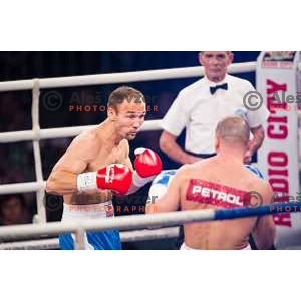 Dejan Zavec fights with Ferenc Hafner for a european champion title, first class boxing, Tabor Hall, Maribor, 17.10.2014