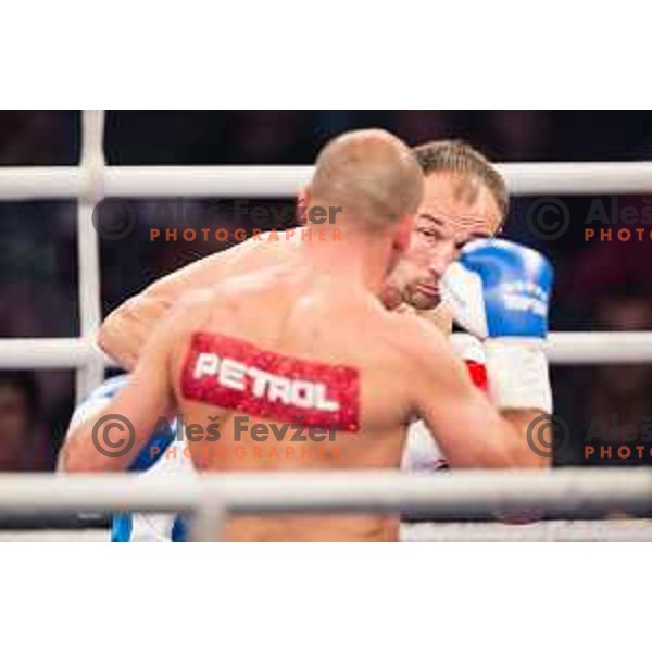 Dejan Zavec fights with Ferenc Hafner for a european champion title, first class boxing, Tabor Hall, Maribor, 17.10.2014