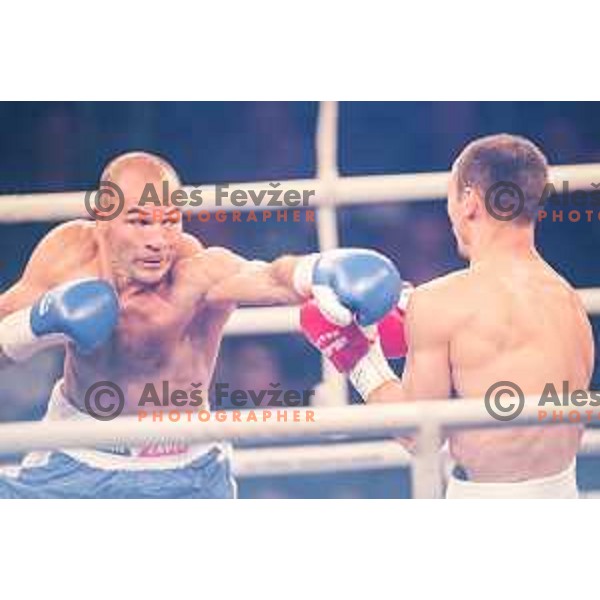 Dejan Zavec fights with Ferenc Hafner for a european champion title, first class boxing, Tabor Hall, Maribor, 17.10.2014