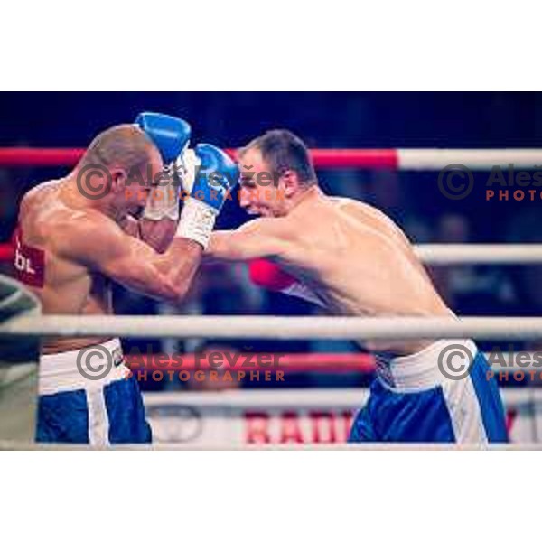 Dejan Zavec fights with Ferenc Hafner for a european champion title, first class boxing, Tabor Hall, Maribor, 17.10.2014