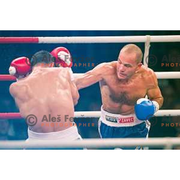 Dejan Zavec fights with Ferenc Hafner for a european champion title, first class boxing, Tabor Hall, Maribor, 17.10.2014