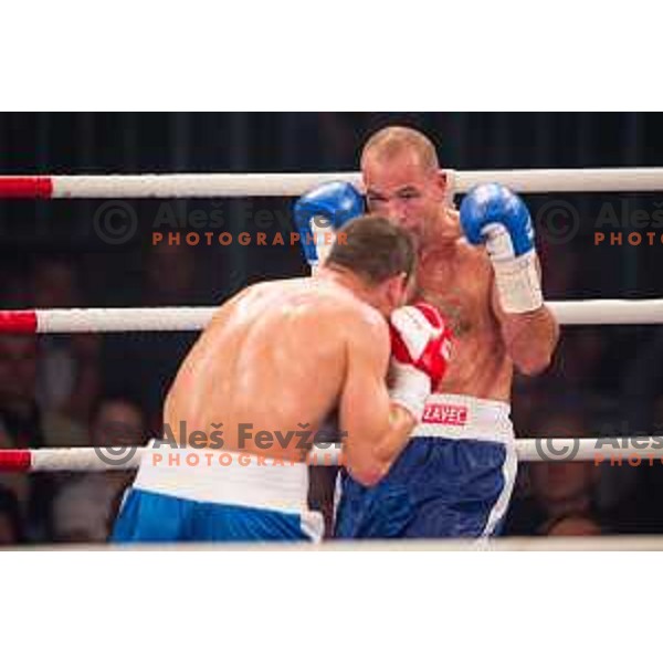 Dejan Zavec fights with Ferenc Hafner for a european champion title, first class boxing, Tabor Hall, Maribor, 17.10.2014
