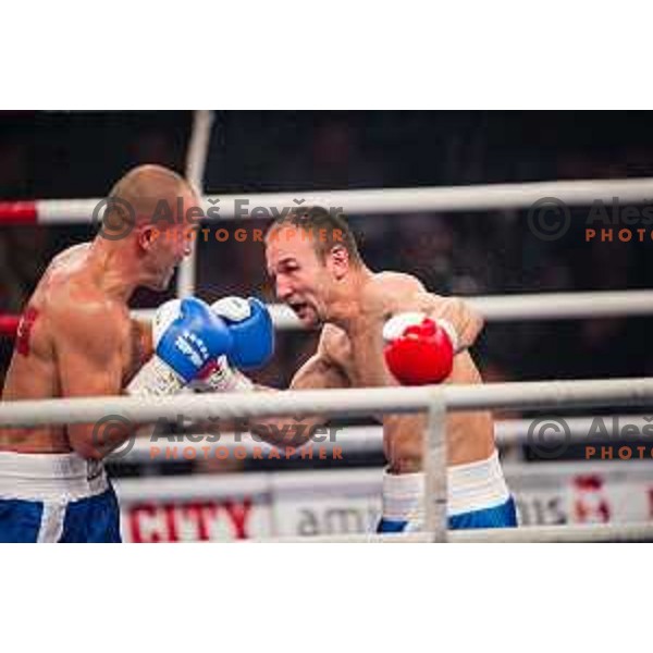 Dejan Zavec fights with Ferenc Hafner for a european champion title, first class boxing, Tabor Hall, Maribor, 17.10.2014