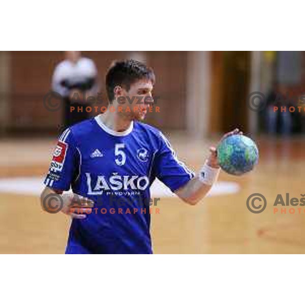 of RK Celje Pivovarna Lasko in action during handball match Slovan-Celje Pivovarna Lasko, played in Kodeljevo Hall, Ljubljana on September 13, 2014